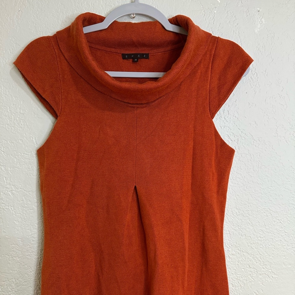 Shae Women’s Sweater Dress Cowl Neck Rust Front Pockets Size M - Picture 4 of 11